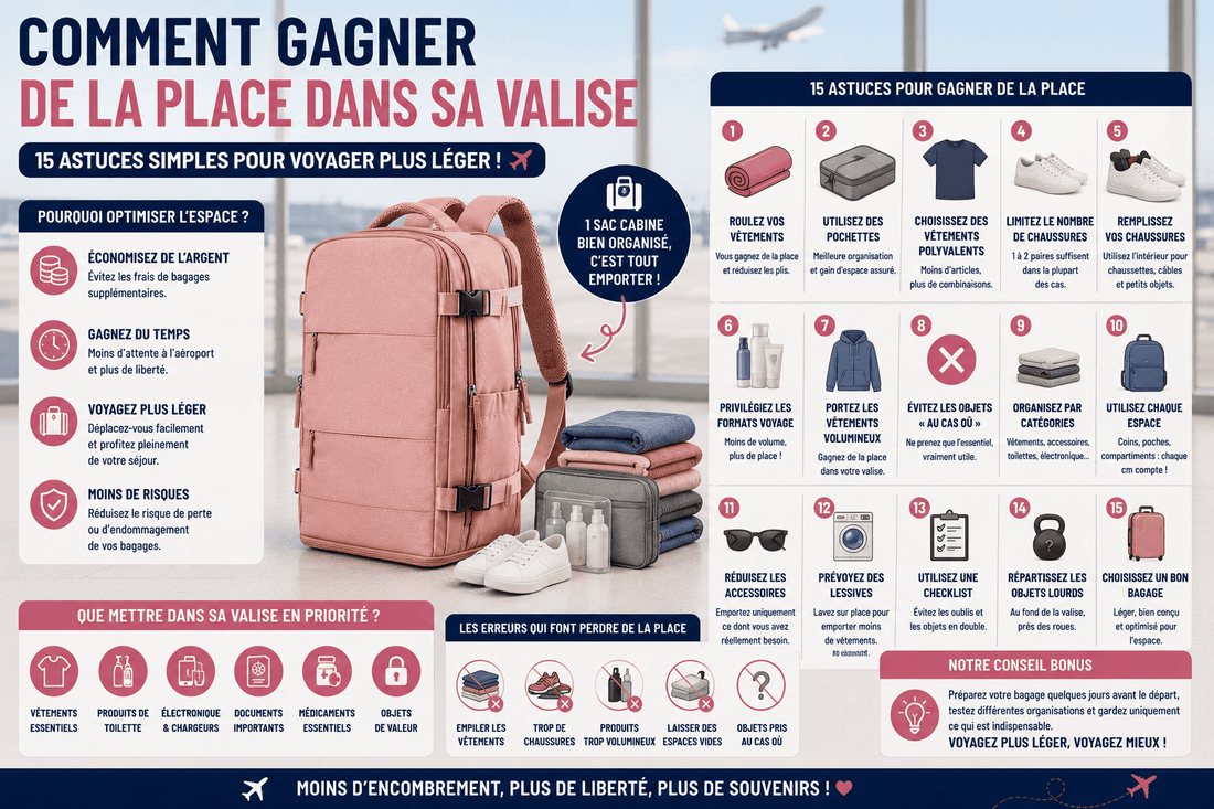 Comment gagner de la place dans sa valise : 15 astuces simples pour voyager plus léger