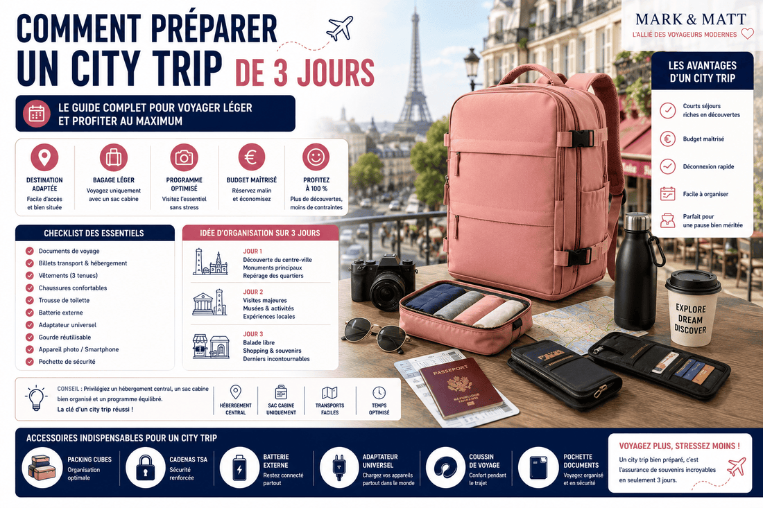 Comment préparer un city trip de 3 jours : le guide complet pour voyager léger et profiter au maximum