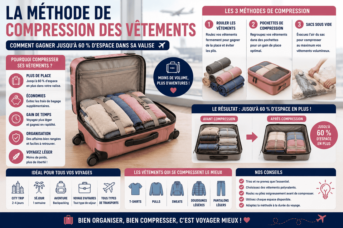 La méthode de compression des vêtements : comment gagner jusqu'à 60 % d'espace dans sa valise
