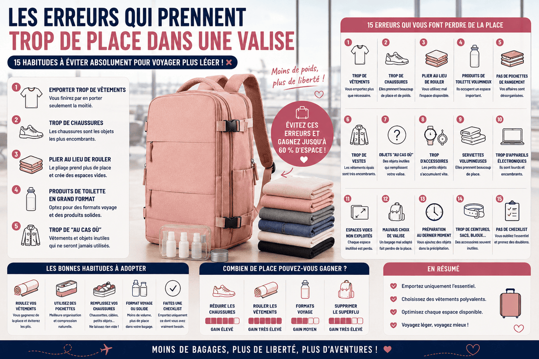 Les erreurs qui prennent trop de place dans une valise : 15 habitudes à éviter absolument