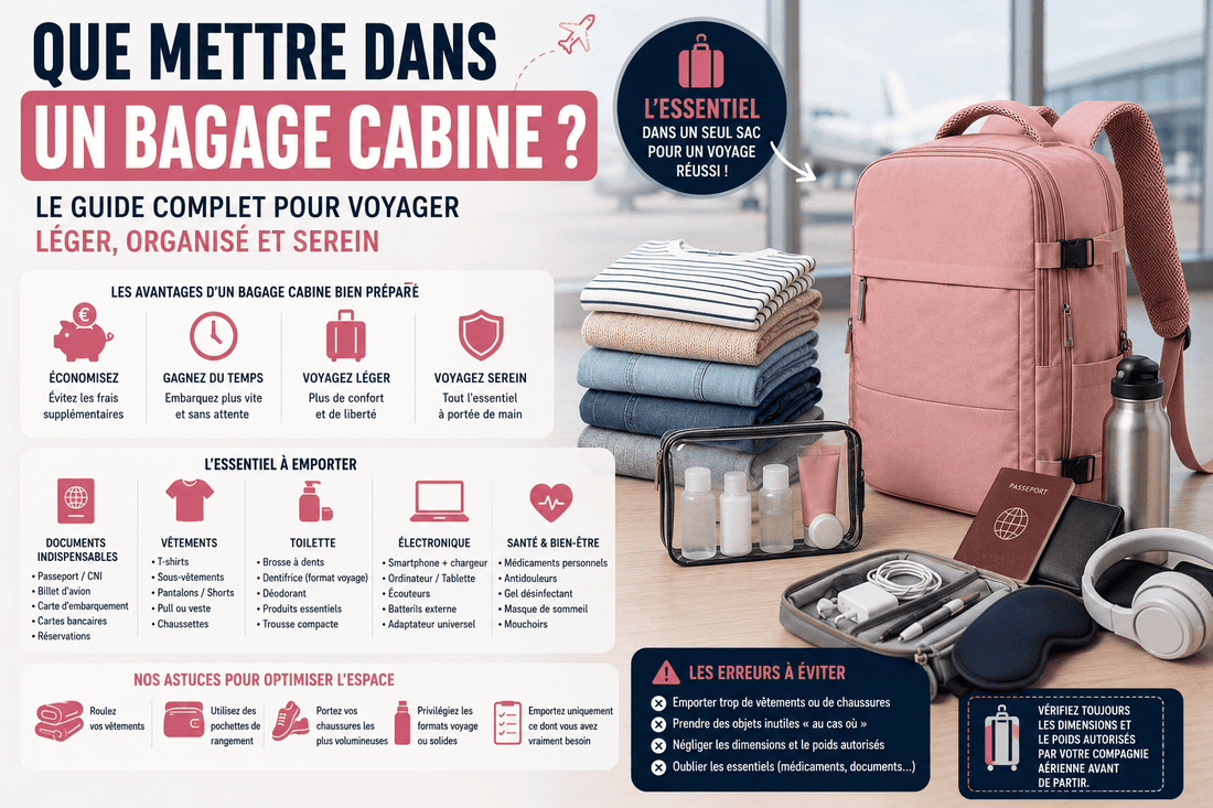 Que mettre dans un bagage cabine ? Le guide complet pour voyager léger et bien organisé