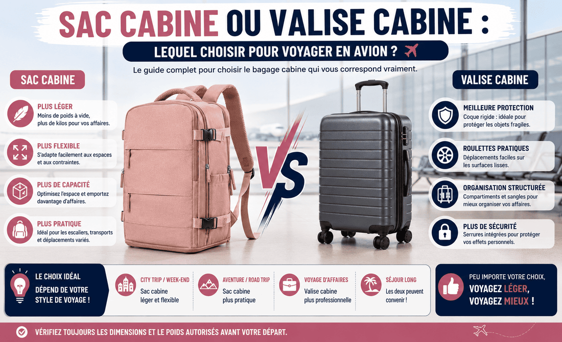 Sac cabine ou valise cabine : lequel choisir pour voyager en avion ?