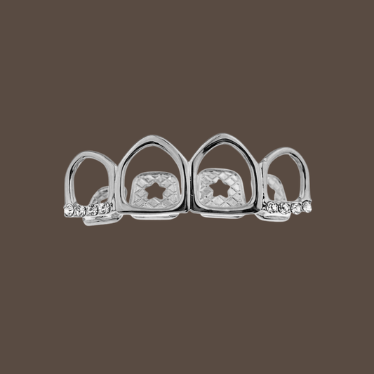 Set Grillz Dent Creuse Glacée – Pièce Supérieure Argent